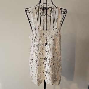 Solitaire Crochet Lace Tank/Tunic Top - Cream